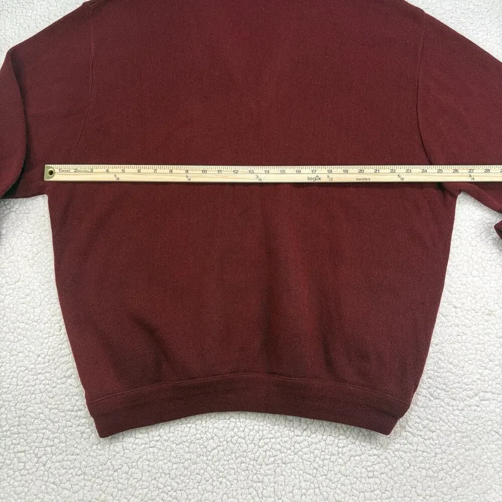 Vintage IZOD Sweater Mens XXL Pullover V-Neck Acrylic Golf Crest‎ USA Maroon